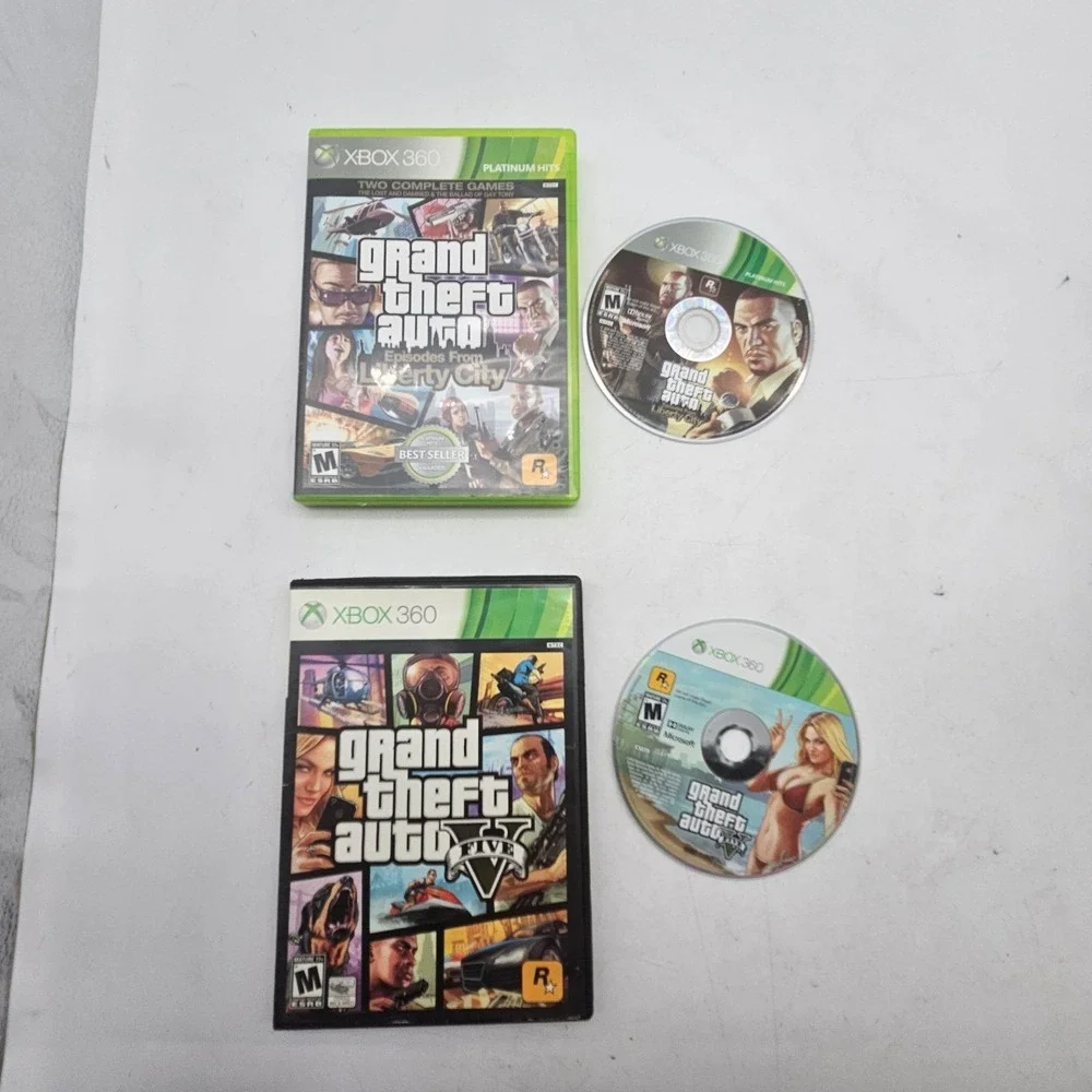Grand Theft Auto Episodes From Liberty City & V Xbox 360 Lot Disc Case Rockstar